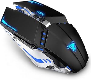TENMOS T21 Bluetooth Mouse, 2.4G LED Dual Mode (Bluetooth 5.1+ USB) Bluetooth Wireless Mouse, Rechargeable Silent Computer Gaming Mice for Laptop, iPad, MacOS, PC, Windows, Android (Black)