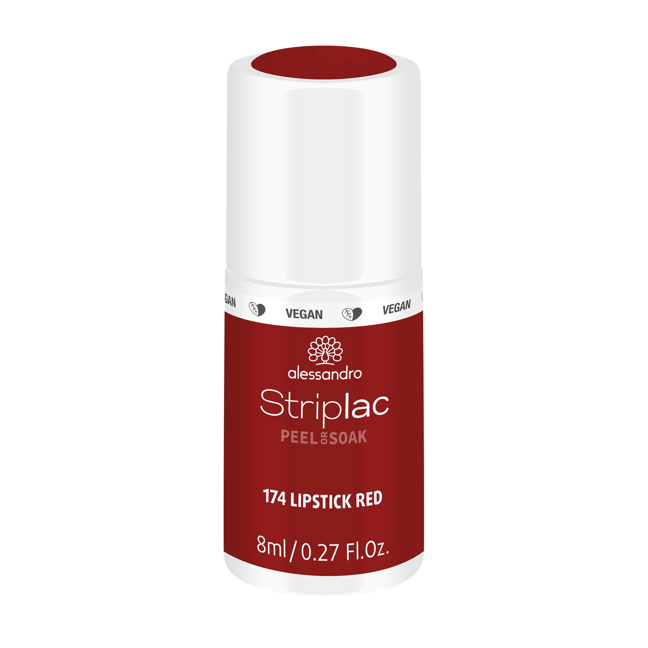 alessandro Striplac Peel or Soak Vegan Lipstick Red LED Nail Polish in Dark Red for Perfect Nails in 15 Minutes 8 ml