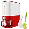 Lenwi 22-25 Lbs Rice Dispenser, Large Cereal Dry Food Storage Containers with Measuring Cup, BPA-Free Household for Kitchen Pantry Organization-Red