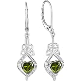 Rocayi Irish Celtic Knot Earrings for Women 925 Sterling Silver Dangle Drop Infinity Leverback Earrings with Birthstone Good Luck Jewelry Gifts for Women Her