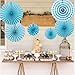 MOWO Blue Paper Fans Hanging Decoration (Aqua Blue,White, 6pc)