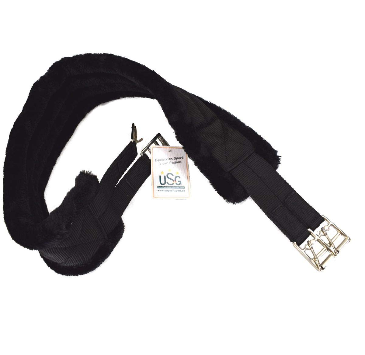 USG Nylon Long Strap with Faux Fur Padding, Black/Black, 125 cm