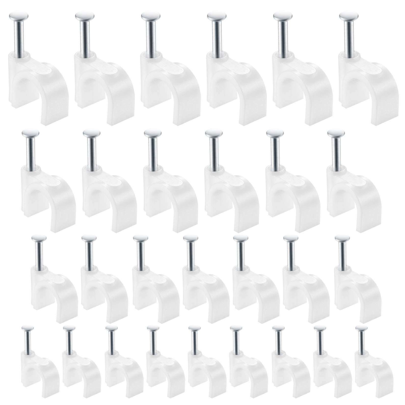 LIAOYUAN 400 Pcs Round Cable Clips, White, 4mm 6mm 8mm 10mm, Ethernet Wire Cable Nails Clips Clamps