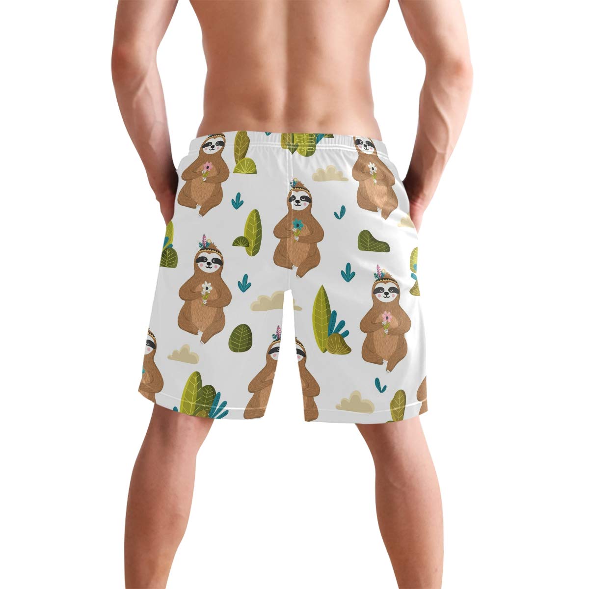 sloth swim trunks