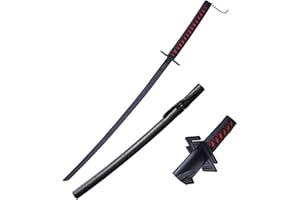 lkjad Forge Anime Cosplay Prop Kurosaki Ichigo Black Sky Lock Zhanyue Zhanpaku Black Bend&Straight Samurai Sword