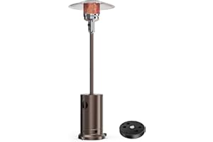 ZIBBIZO Propane Heater with Sand Box, 48,000 BTU Outdoor Heaters for Patio with Auto-off Safety Protection System, Double-Layer Stainless Steel with Wheels for Backyard, Deck, Garden, Porch