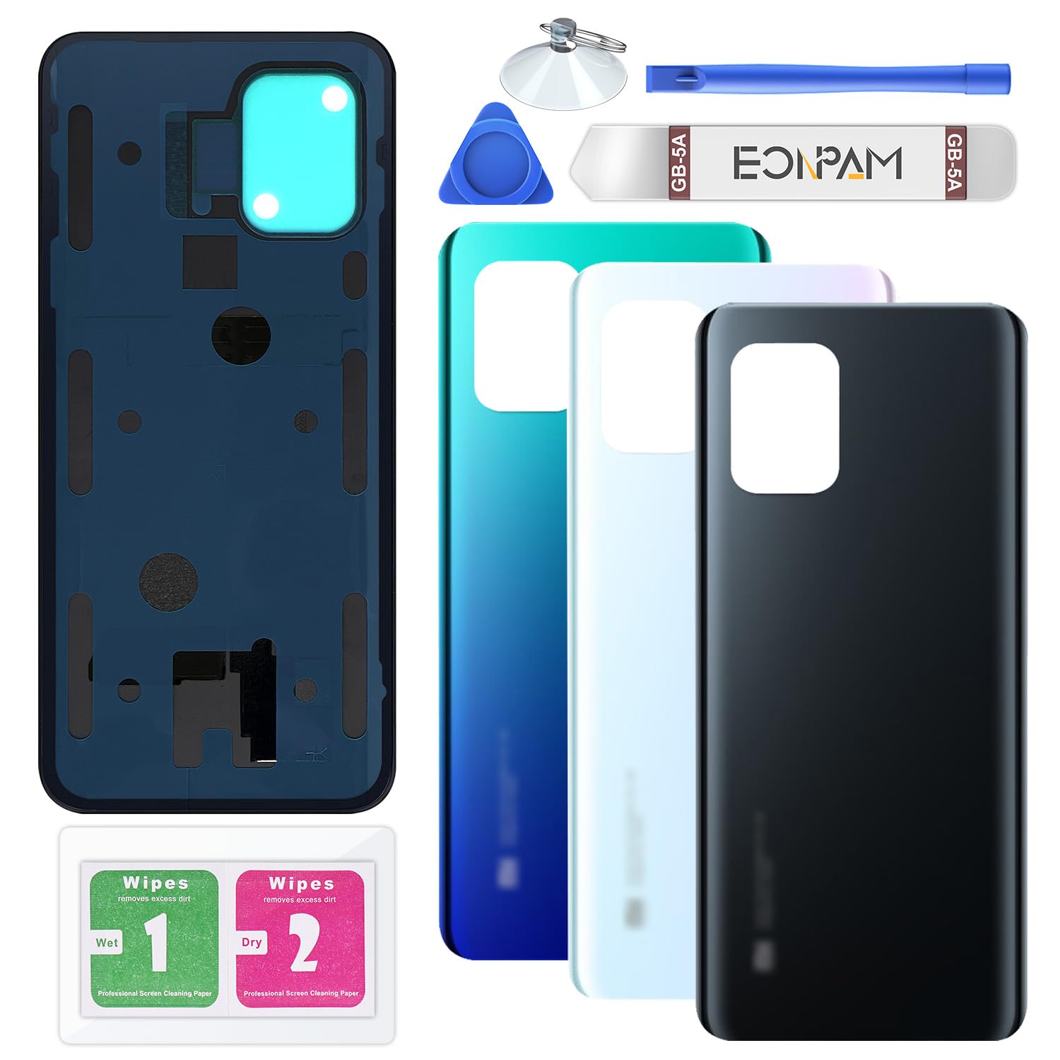 Eonpam Back Cover Glass for Xiaomi Mi 10 Lite 5G Rear Glass Replacement with Repair Kit Genuine Rear Housing（Gray）
