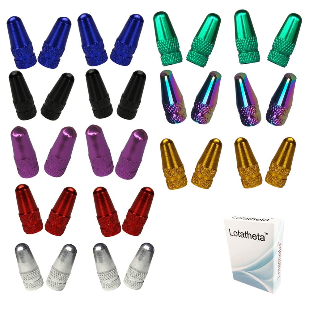 Lotatheta 4 Pcs Each Color MTB Presta Bike Bicycle Road Racing Coloured Metal Anodized Machined Aluminum Alloy Tire French Style Valve Cap Dust Covers