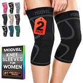 Modvel 2 Pack Knee Brace for Women - Knee Support for Walking, Knee Compression Sleeves for Pain Relief, Knee Sleeves for Women, Knee Brace for Sports, Workouts &amp; Arthritis
