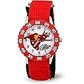 Marvel Kids' Bezel Stainless Steel Time Teacher Analog Nylon Strap Watch