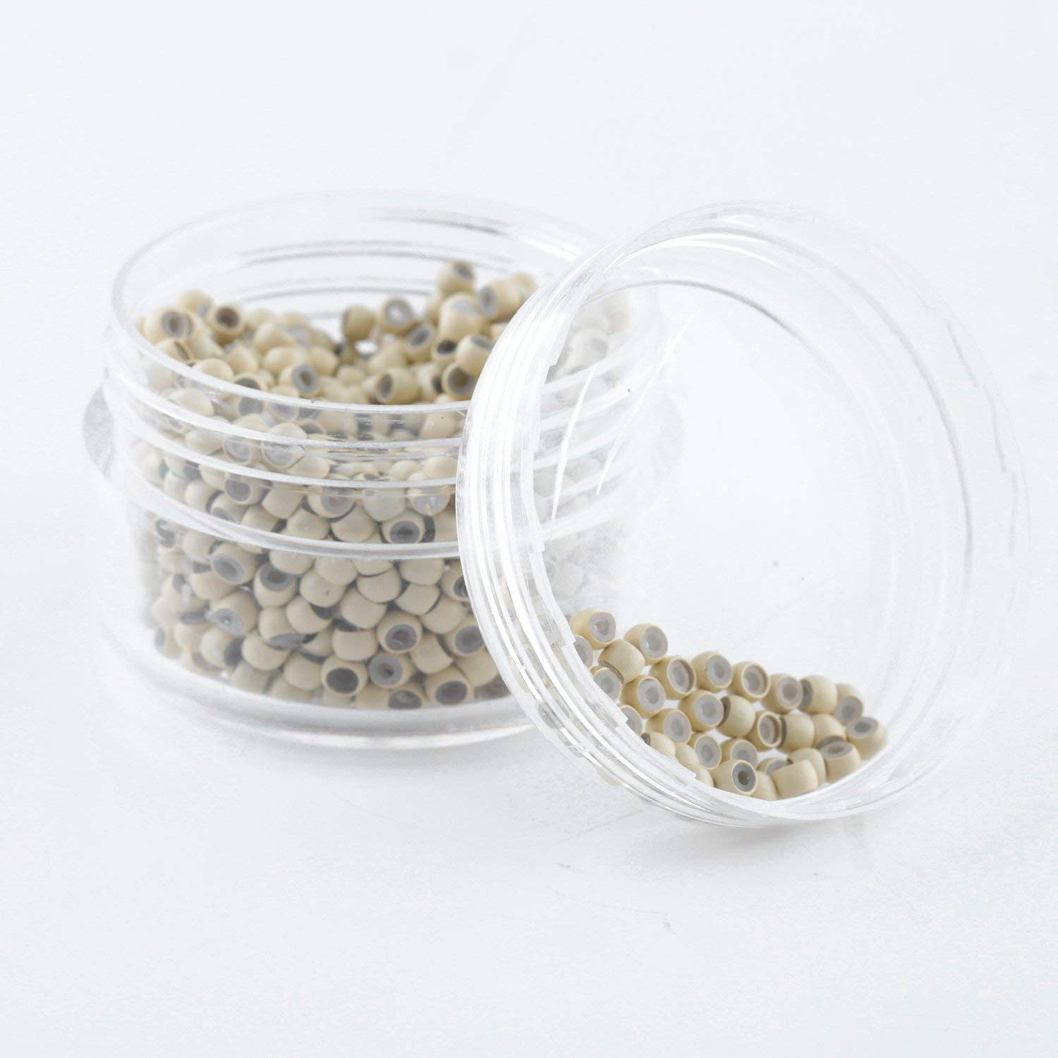 Vlasy Silicone Lined Nano Rings Beads for Nano Tip Hair Extensions Micro Nano Beads (600pcs,Blonde) — image 1