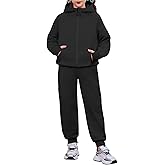 Arshiner Girls 2 Piece Outfit Drop Shoulder Zip Up Hoodies and Sweatpant Clothing Set with Pockets