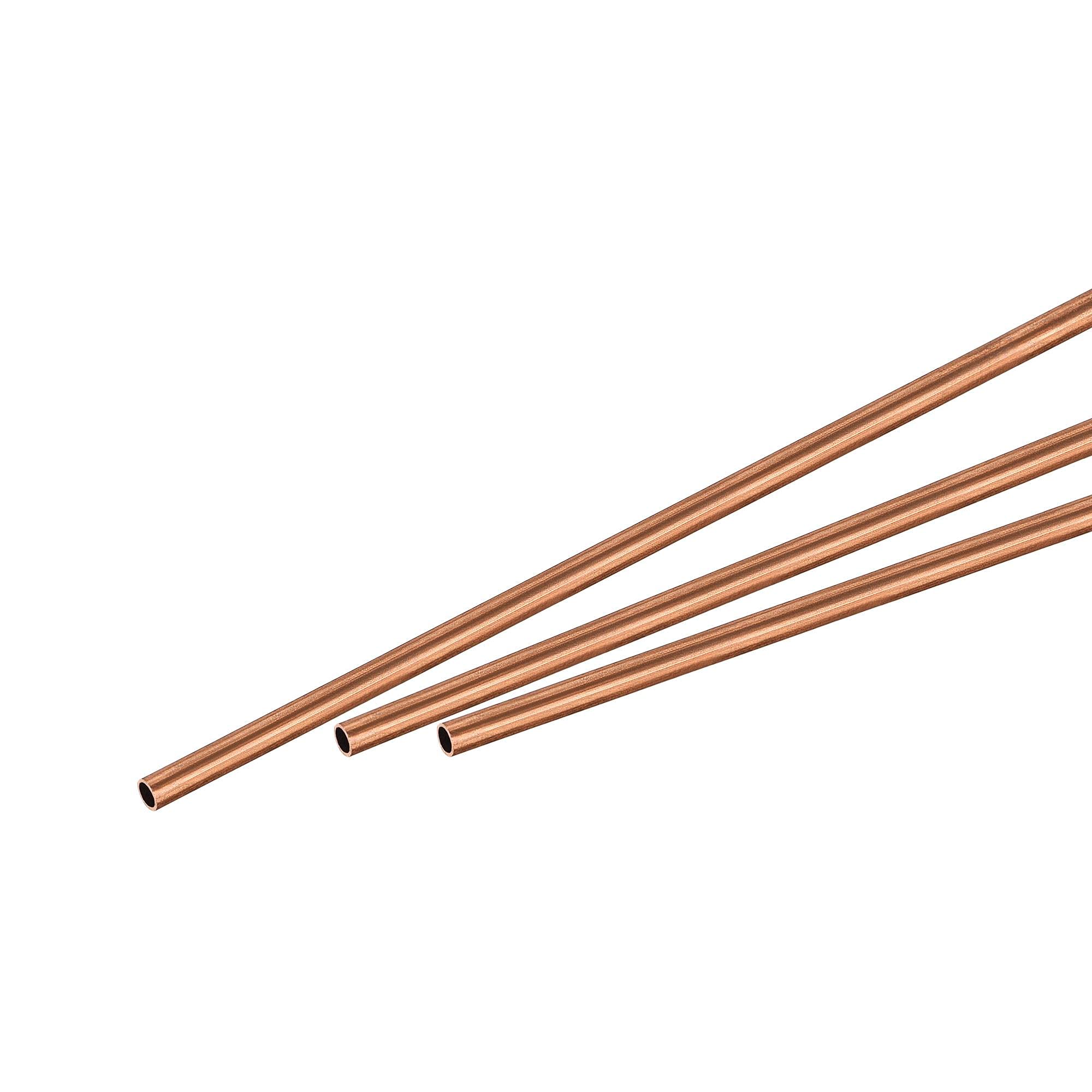 sourcing map Copper Round Tube 2mm OD 0.25mm Wall Thickness 300mm Length Pipe Tubing 3 Pcs