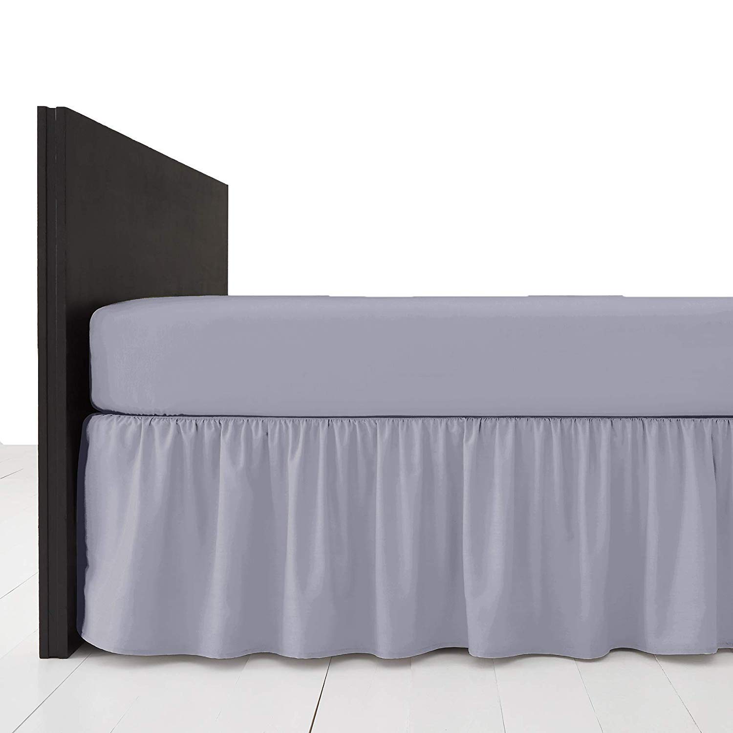 R&Z Plain Dyed Pollycotton Frilled Bed Base Valance Sheet (Grey, Small Double 122x190cm)