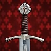 VBM Blades Handmade Medieval The Accolade Sword of The Knights Templar Replica, Viking Sword with Scabbard, Stainless Steel Blade, Decoration, Collection, Cosplay, (Templar)