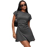 SISKIN Womens Summer Dresses A Line Casual Short Sleeve Solid Color Business Summer Dresses for Women