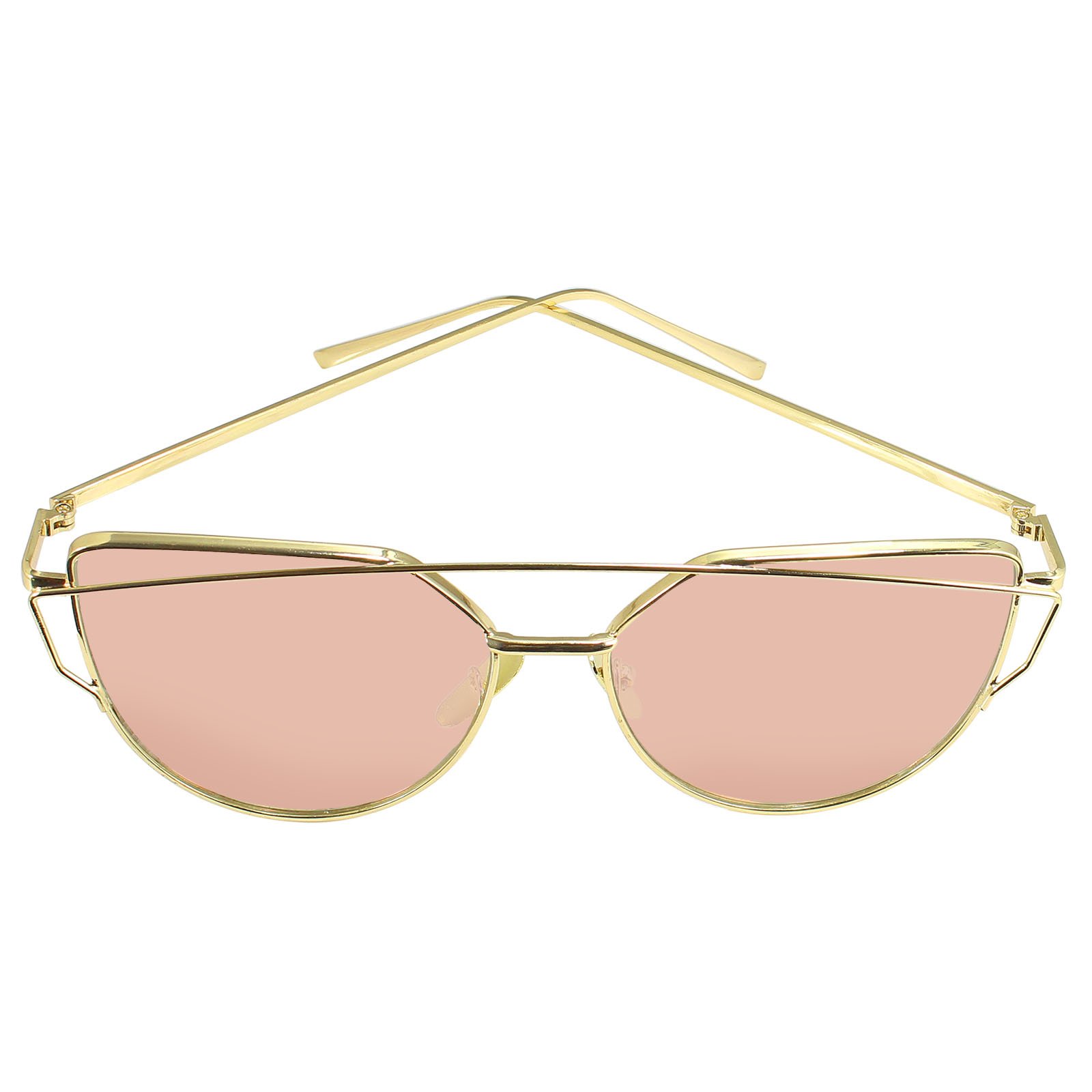 LIVHO G |Cat Eye Mirrored Flat Lenses Street Fashion Metal Frame Women Sunglasses