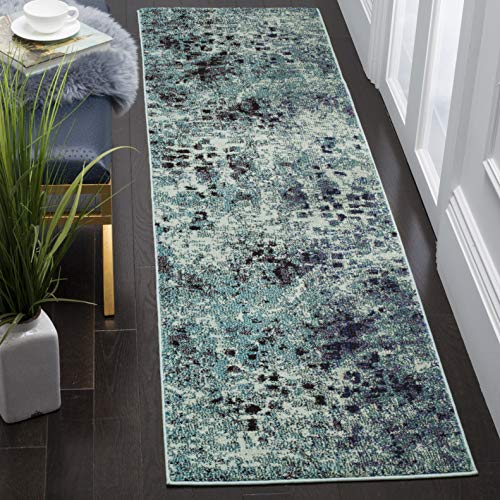Safavieh MNC225J-212 Rug, 2'2" x 12' Runner, Light Blue/Multi