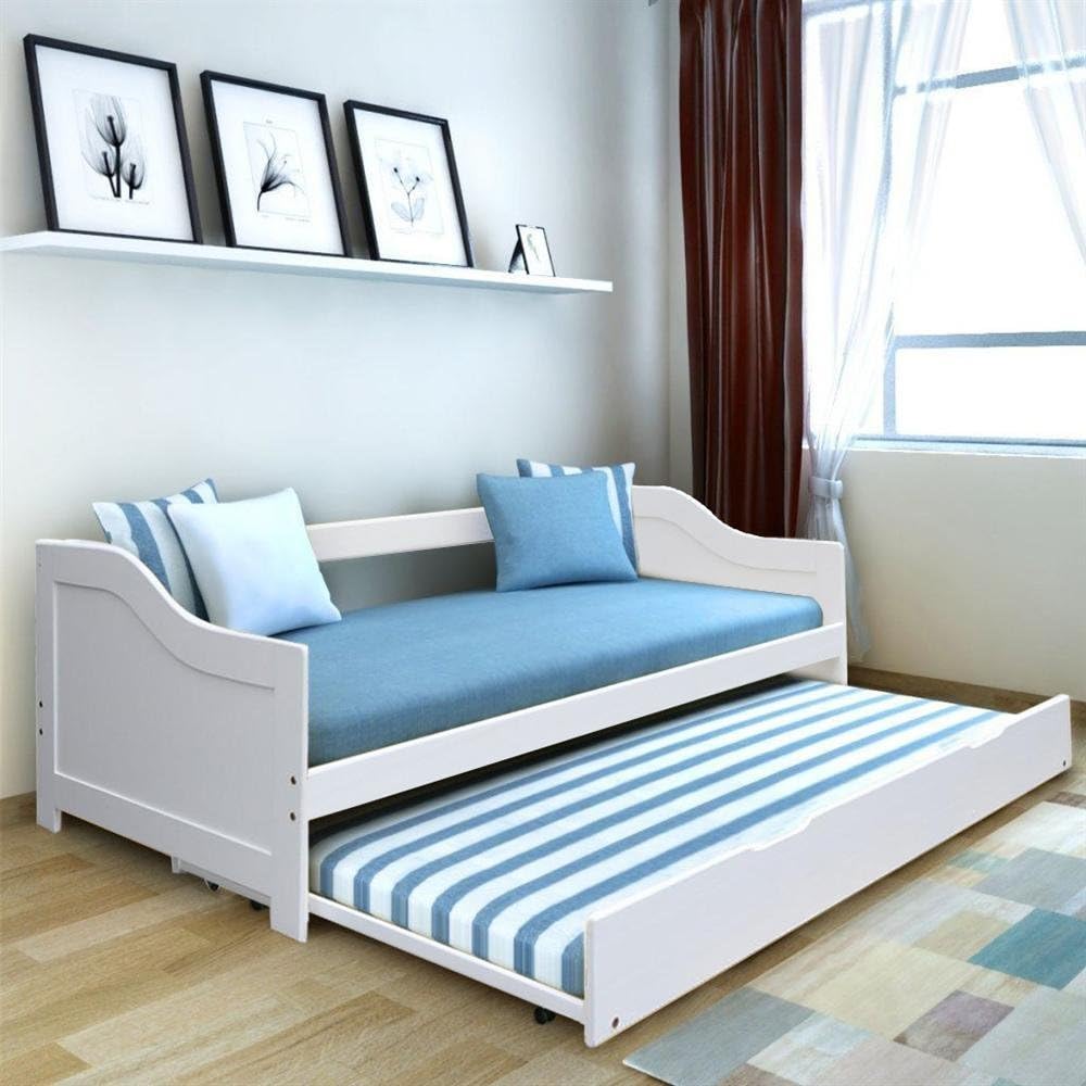 tinkertonk 3 ft White Solid Wood Single Day bed Frame with Underbed