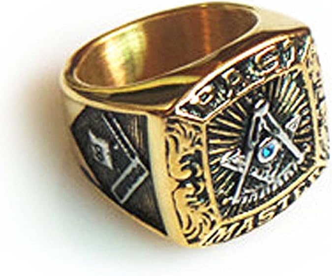 Masonic Rings for Men - Gold Tone Past Master Freemason Ring ...