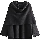 Kissonic Women's Oversized Scarf Jacket Shawl Wraps Knit Long Sleeve Button Winter Peacoat