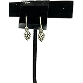 Fall Christmas Silvertone 3D Pinecone Charm Dangle Earrings