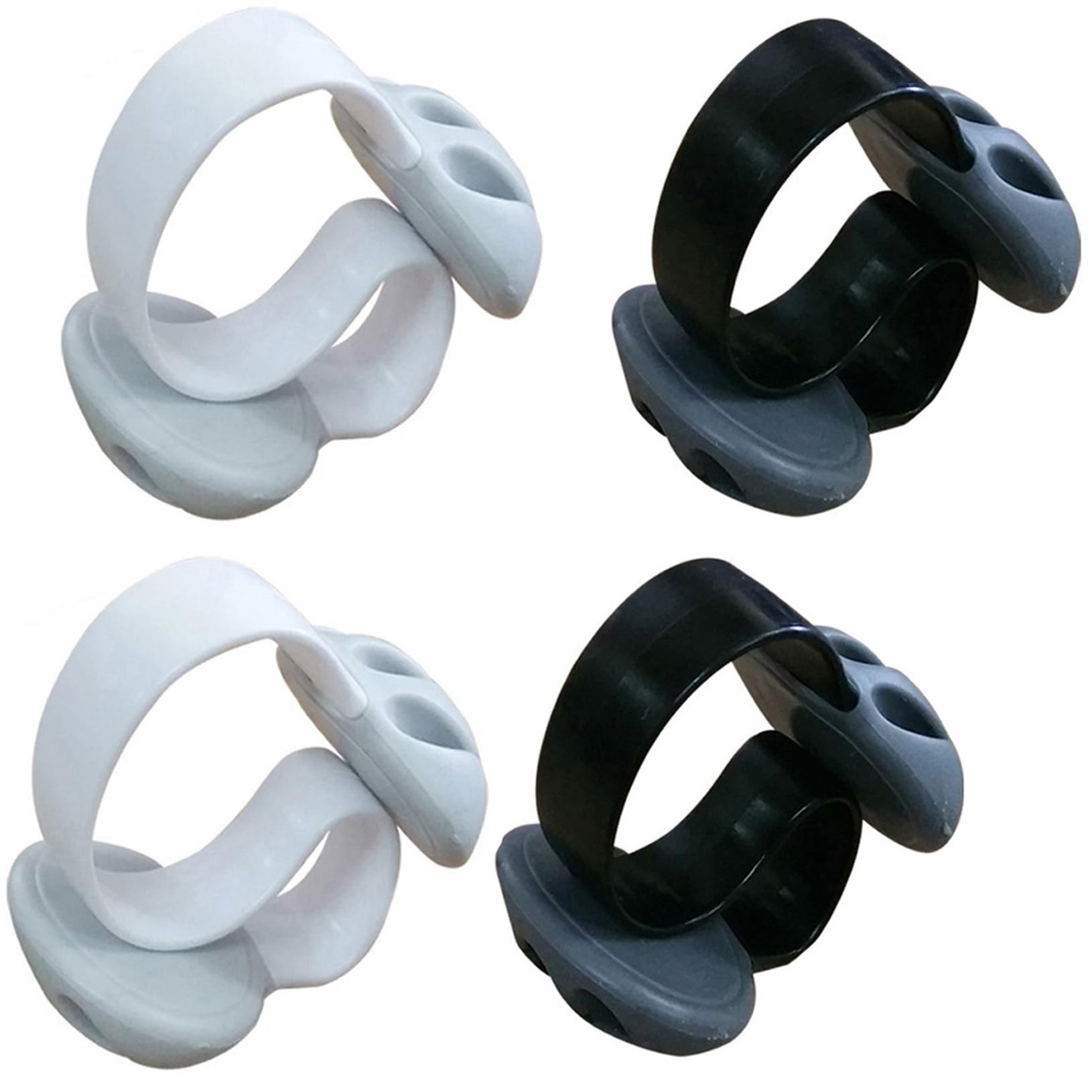Condello Casa Desk Cable Drop Clips Non-Adhesive, Table Cord Stay Holder Weighted, Small Wire Management Clamp Removable, Silicone Tidy Organizer Keeper for Phone Computer Chargers (2 Black+2 White)