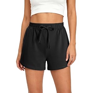 KISSMODA Women High Waist Drawstring Sweat Shorts Soft Elastic Pockets Workout Running Yoga Casual Summer Short Pants