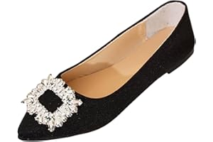 Women's Ballet Flats Pointed Toe Rhinestone Slip On, Soft Comfortable Shoes for Wedding Party