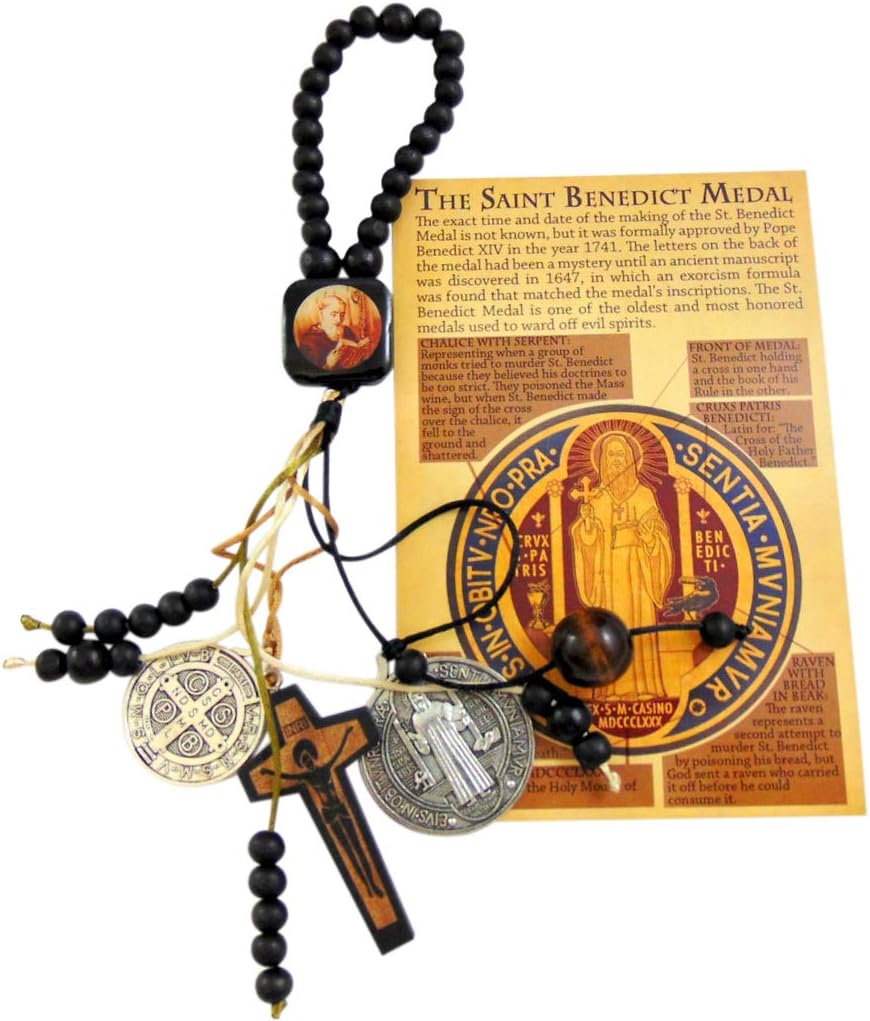 Wreath Hangers - St Benedict Home Protection Door Hanger Wooden Assortment with Saint Card Set