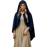 Treature Medieval Hooded Cloak for Women - Renaissance Costume Cape, Halloween Cosplay Wizard Witch Hooded Cloak
