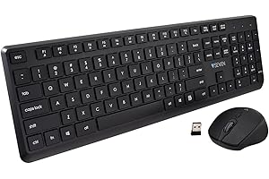 Wireless Keyboard and Mouse Combo, 2.4G Full-Sized Ergonomic Keyboard Mouse, 3 DPI Adjustable Cordless USB Keyboard and Mouse