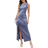 ZTMZA Formal Cocktail Dresses for Women One Shoulder Bodycon Maxi Dress Sexy Split Evening Wedding Party Prom Long Dress