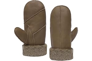 MGGMOKAY Women Winter Shearling Sheepskin Mittens - Warm Fur Lined Leather Gloves