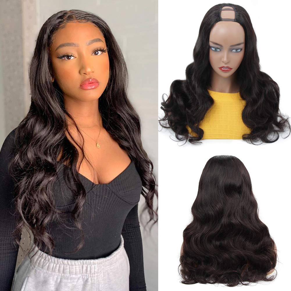 ISEE Hair U Part Wig 20 Inch Human Hair Wigs 150% Density Full Head U Shape Wig Natural Color Human Hair Wigs Body Wave Half U Wig Human Hair Extension For Black Women