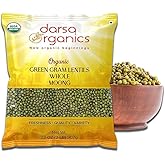 Darsa Organics Whole Green Moong (Mung) Bean Lentils 2 lb &ndash; USDA Organic, Non-GMO, Kosher, Gluten-Free | Protein &amp; Fiber Rich | Perfect for Sprouting, Soups &amp; Salads