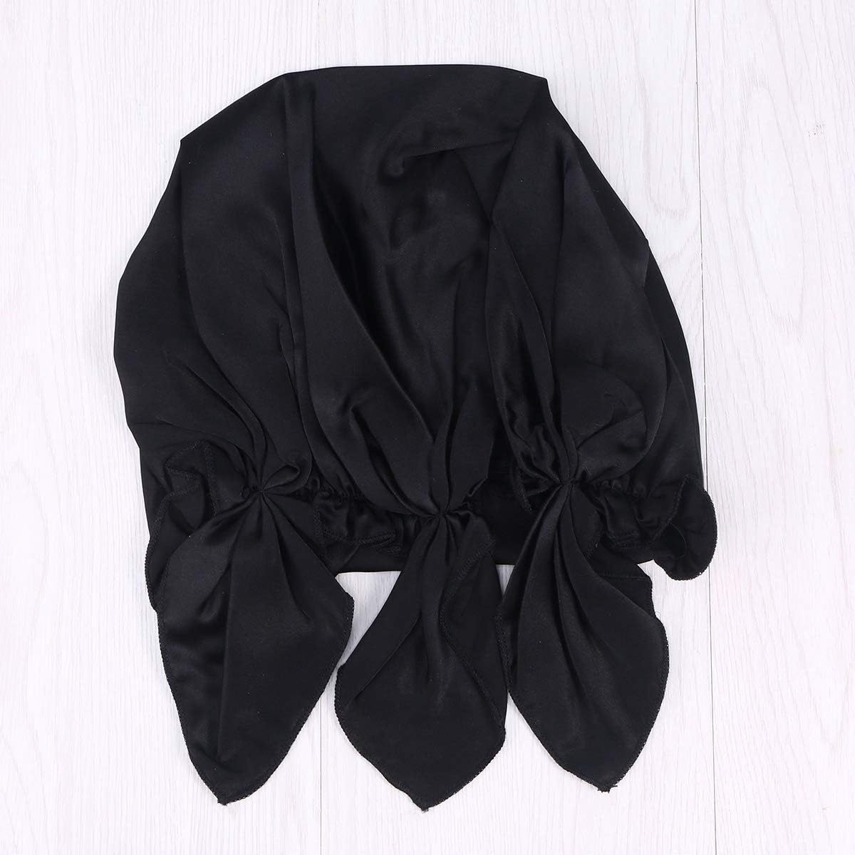 Frcolor Mulberry silk sleeping cap long hair bonnet night hair bonnet hat for women girls(Black) - Image 4