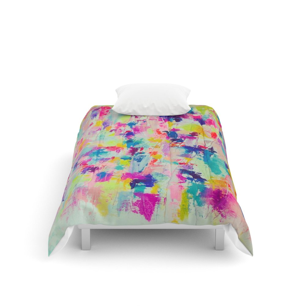 Chic Society6 Bright Neon Colorful Abstract Painting Comforters