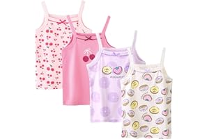 Lohhbve Kids Classic Solid Camisole Undershirts for Toddler Girls 4 Pack Sleeveless Cotton Soft Racerback Tank Top Multipack