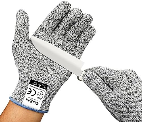 EleLight Cut Resistant Gloves, Safety Kitchen Cuts Gloves Food Grade Level 5 Protection High Performance Professional Glove for Work or Home-1 Pair(Large)