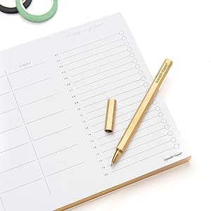 russell+hazel Meal Planner Pad, White with Gilded Edges, 80 Sheets, 10” x 7”, Model Number: 51202
