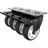 4 Inch Heavy Duty Caster Wheels Set of 4, 1200lbs Swivel Plate with Brakes | Dual locking brakes. Wear-resistant PP wheels for workbench, shop cart &amp; garage. Bolts and nuts hardware included