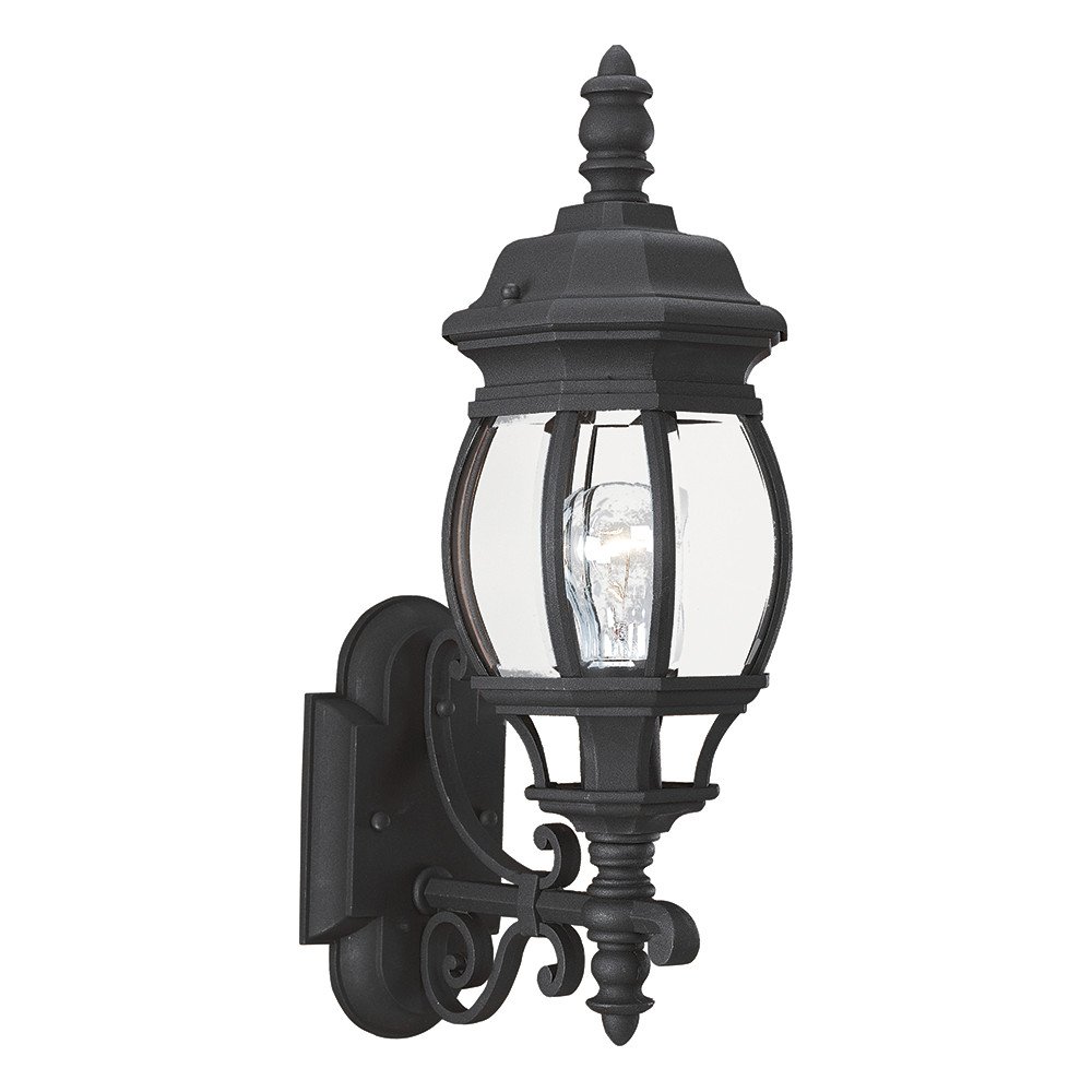 Photo 1 of ***MISSING PIECES*** Sea Gull Lighting 88200-12 Wynfield One-Light Outdoor Wall Lantern with Clear Beveled Glass Panels, Black Finish