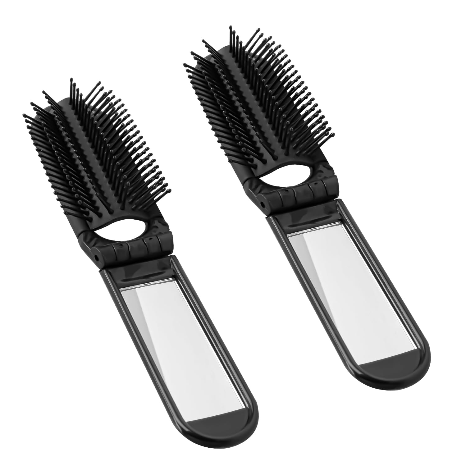 Luckious 2 PCS Travel Hair Brushes with Mirror, Folding Hair Brushes, Portable Hair Brushes, Mini Hair Brushes, Hair Styling Tools for Gym, Travel, Purse, Swimming