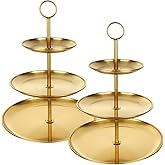 QTLCOHD 2Pcs 3 Tier Gold Cupcake Stand Stainless Steel Cupcake Tower Gold Tiered Dessert Stand Cup Cake Tier Stand Serving Tr