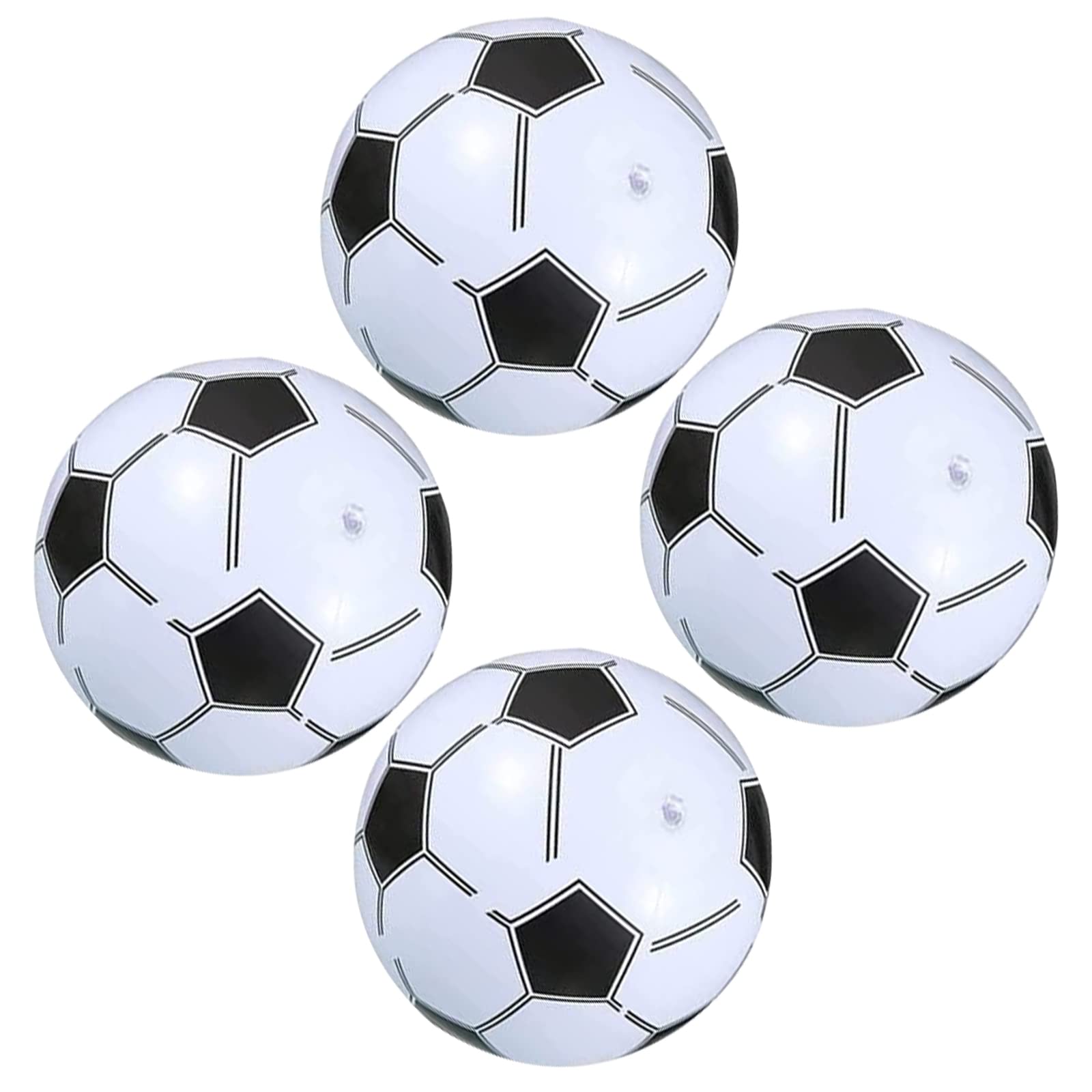 BLMHTWO 4 Pieces Inflatable Football 14.1 Inch Inflatable Footballs Kids Beach Ball Classic Black and White Football Pattern Thicken PVC Leakproof Soft Balls for Kids Beach Pool Park