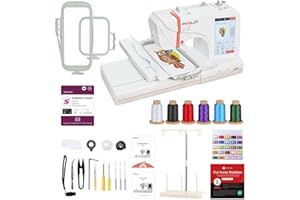 Poolin EOC05 Embroidery Machine Maximum Embroidery Area 4x9.25inch, 7 Inch Touch Screen Comes with WiFi Design Transfer, Includes All Accessories Supplies and Training for Beginners