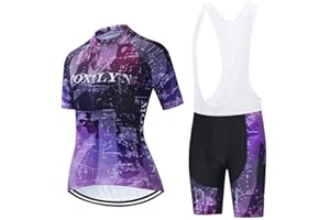 SUDUSUDO Women's Cycling Clothing Set Road Bike Shirts Short Sleeve Breathable Cycling Jersey with 20D Padded Bib Shorts