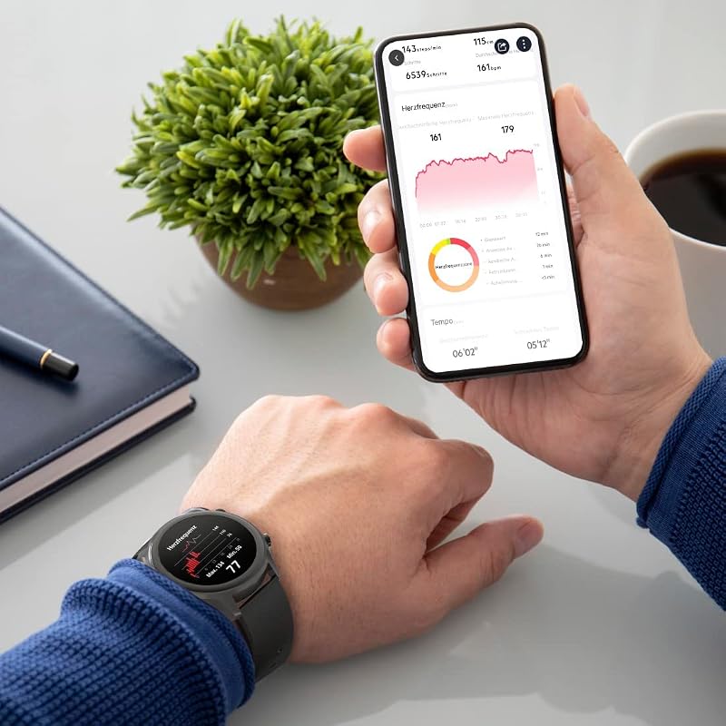 - Reloj Inteligente con GPS (Smartwatch Resistente al Agua, función Despertador, hasta 14 Deportes Diferentes, podómetro, frecuencia Cardiaca, Reloj Deportivo) Negro