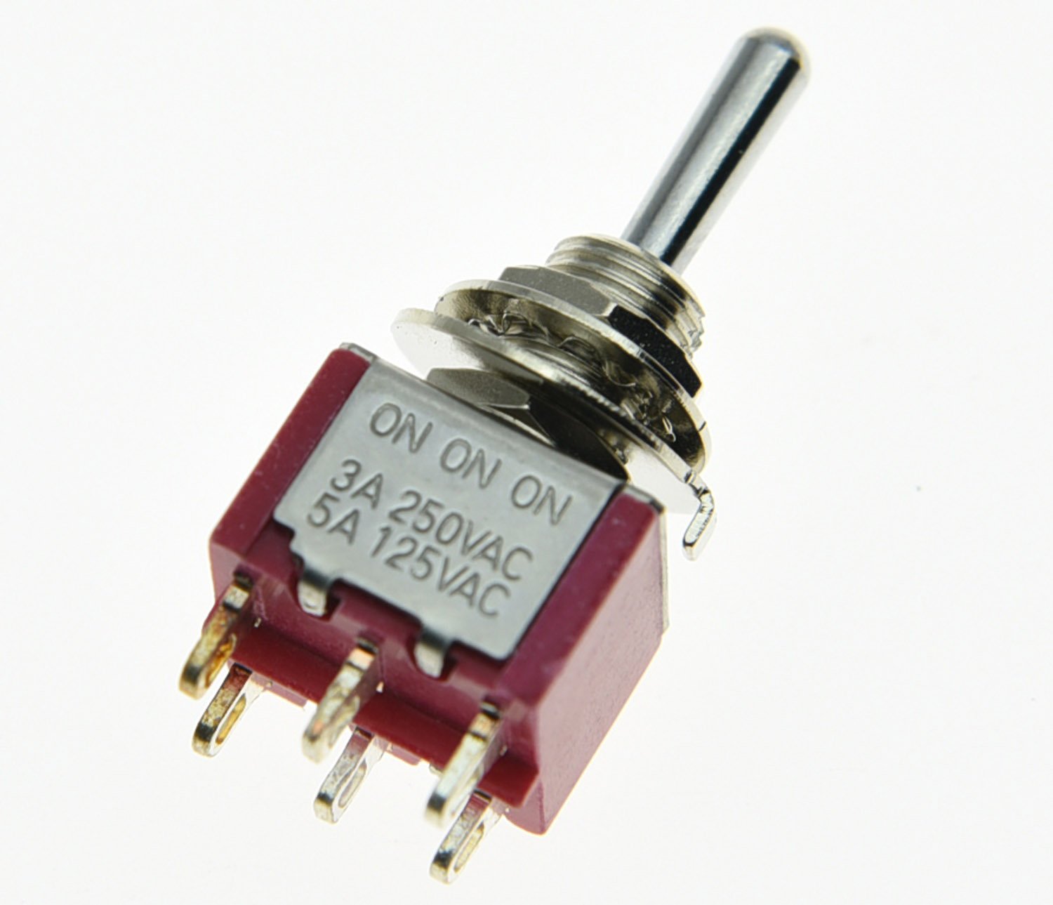 SALECOM 5pcs DPDT 6 Pin 3 Way ON/ON/ON Guitar Mini Toggle Switch Car/Boat Switches